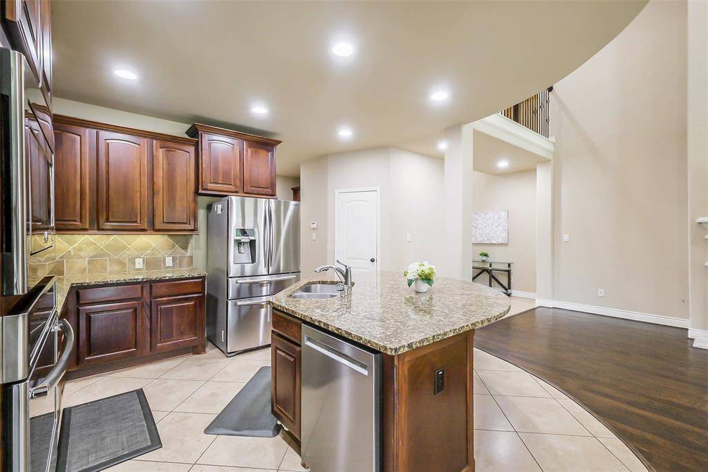 kitchen opens to living room