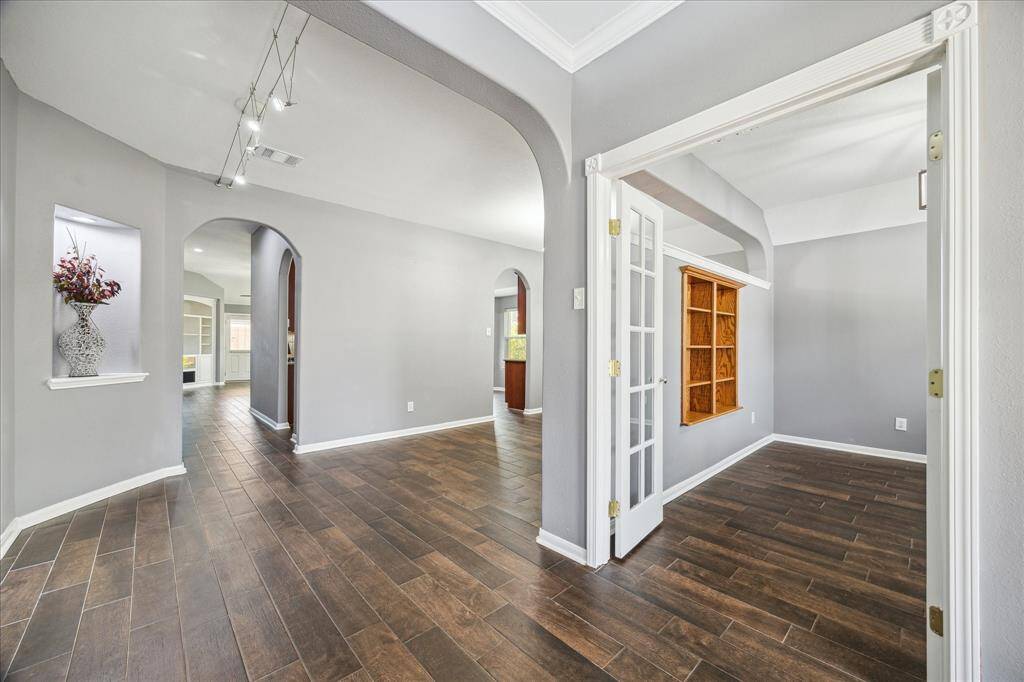 As soon as you walk in you can see the private study to your right.