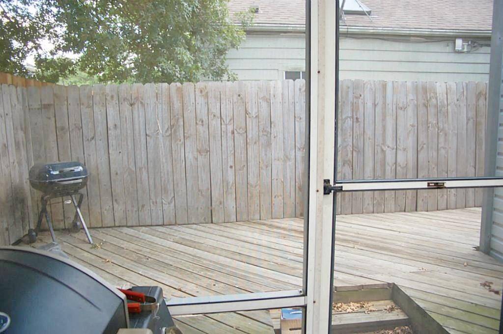 Wood deck out back.