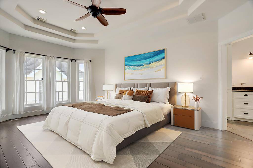 Virtually stage primary bedroom