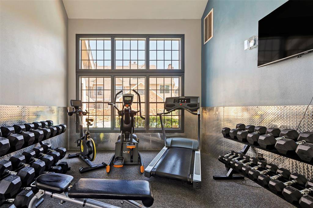 Fully equipped gym in the common area, perfect for maintaining an active lifestyle without leaving home.