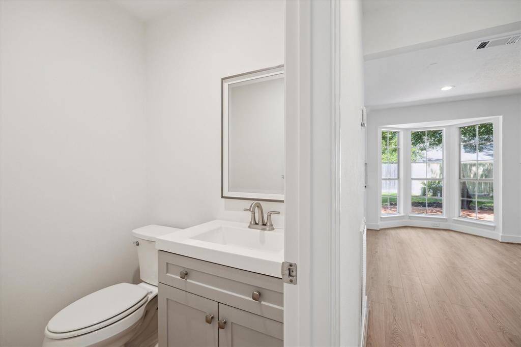 The half bath has been updated, and it is located in the perfect location in the house.