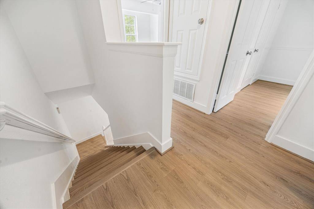 The staircase is a showpiece in this home.