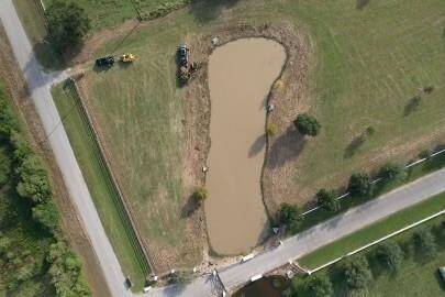 Aerial showing stocked pond.