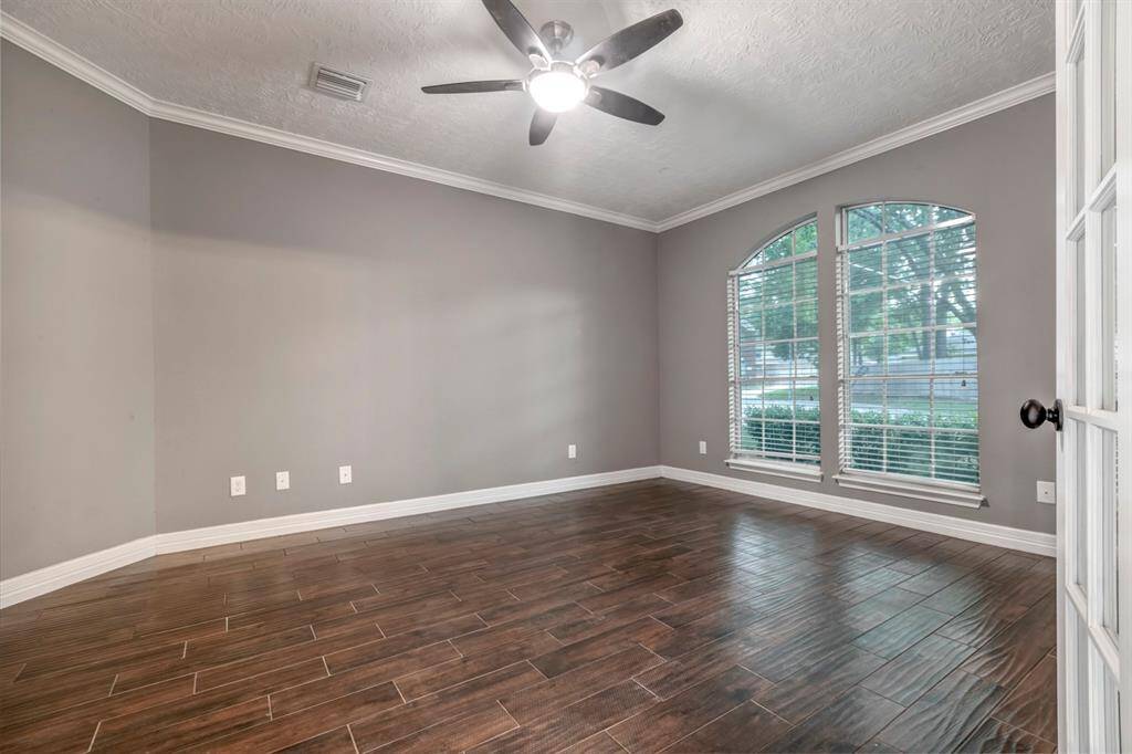 The private home office could accommodate large furniture or even offer a double workspace if needed.