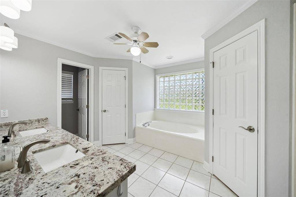 Another view of the master bath; there are also two clothes closets.
