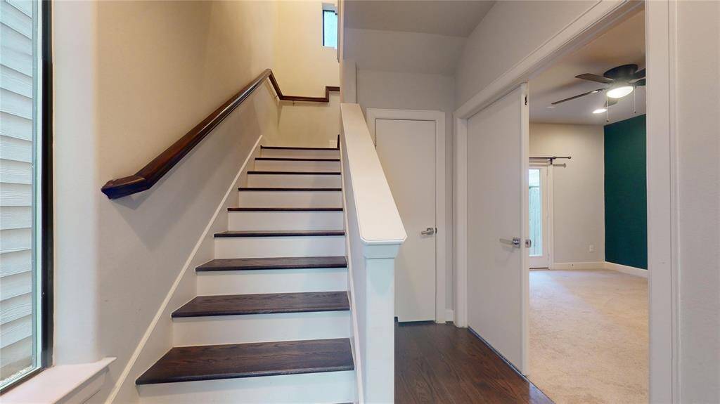 To the right of this picture, through the double doors, you will find the first floor bedroom, closet and bathroom... Perfect spot for a home office or a guest room!