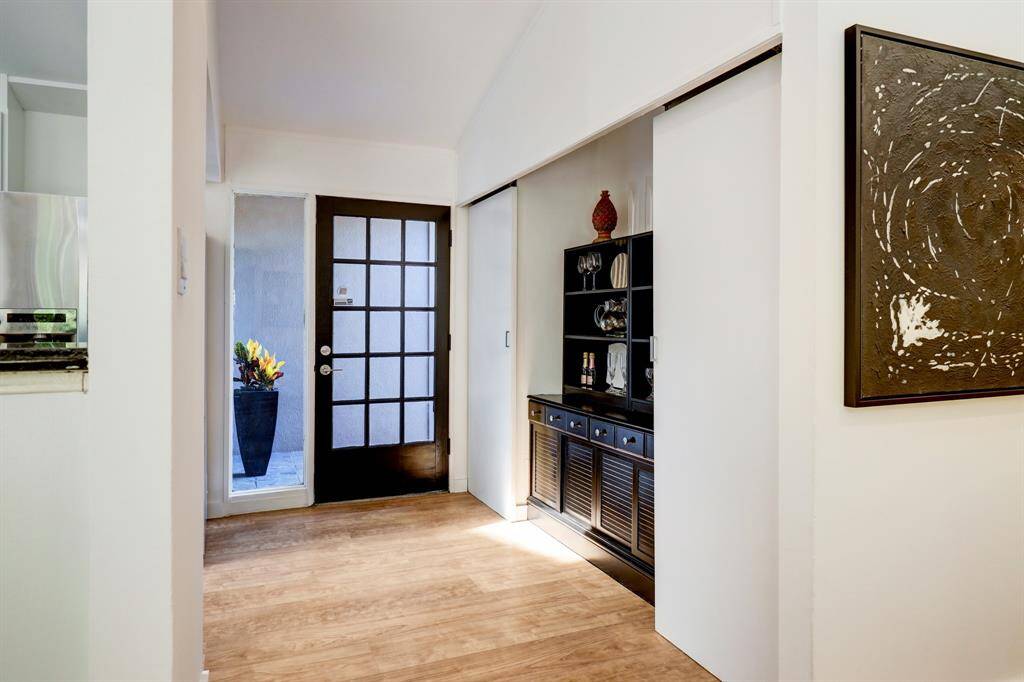 View of the entry, check out the built in storage