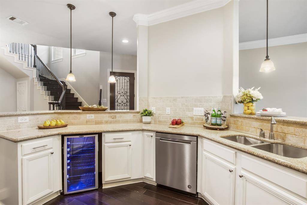 Kitchen area with wine cooler
