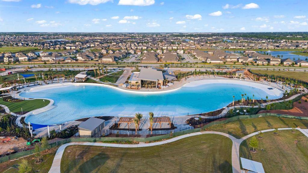 Aerial view of lagoon.