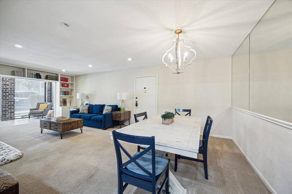 Large dining area can accommodate a sizeable dining table