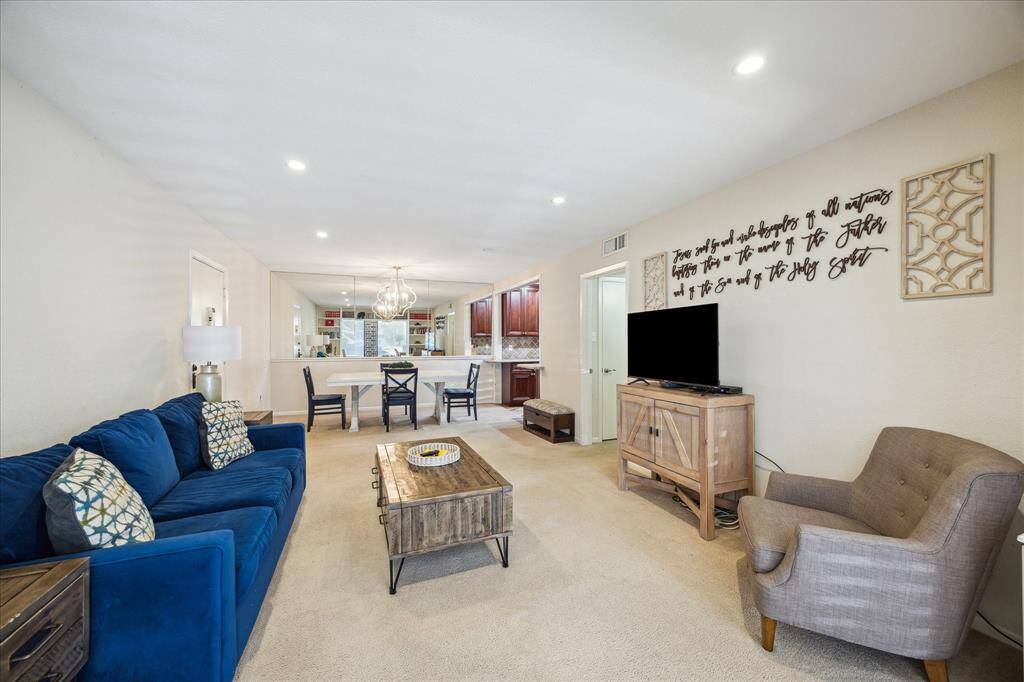 View of living room looking towards dining room