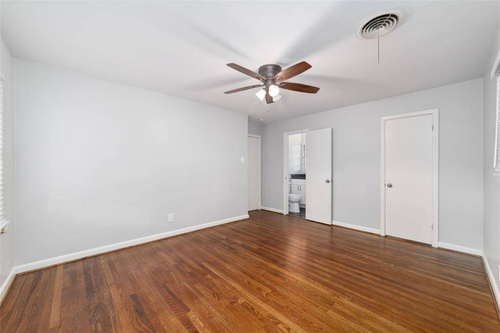 Large primary suite with walk in closet and ensuite bath