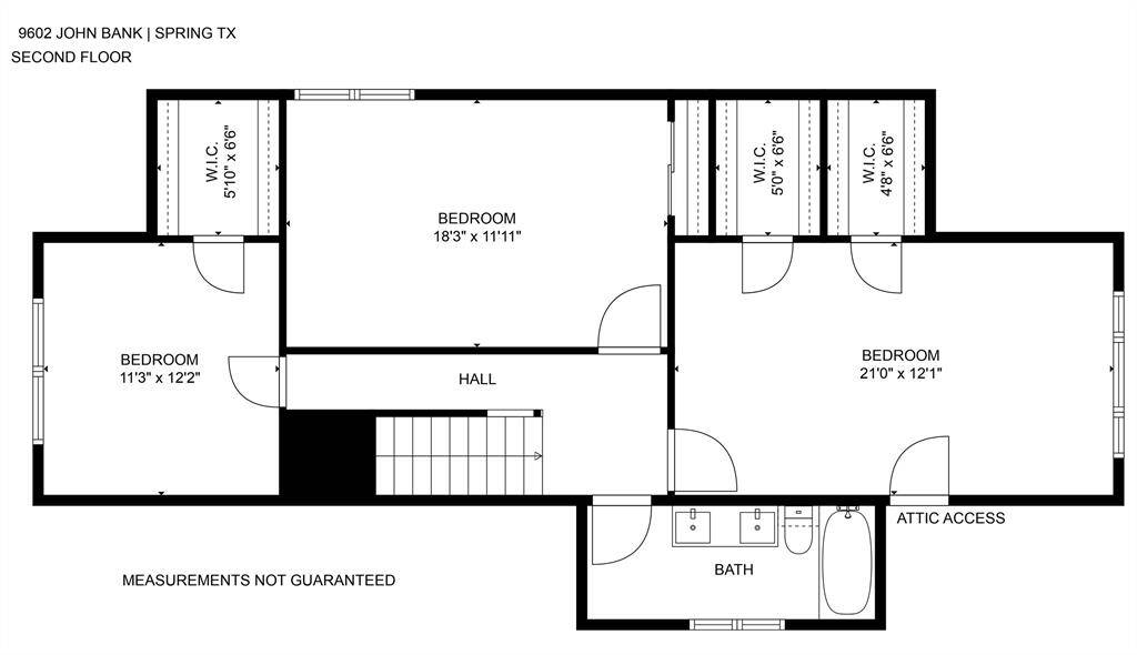 Second floor features generously-sized bedrooms and closets plus a full bath with double vanities.