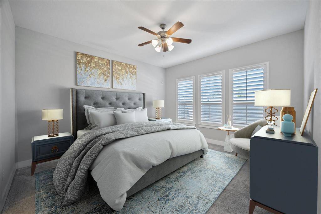 Virtually staged Primary Bedroom.