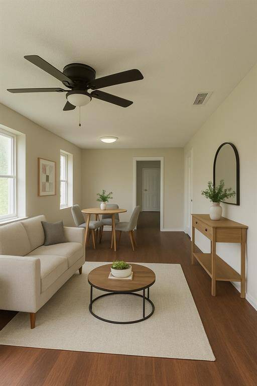 Living room virtually staged