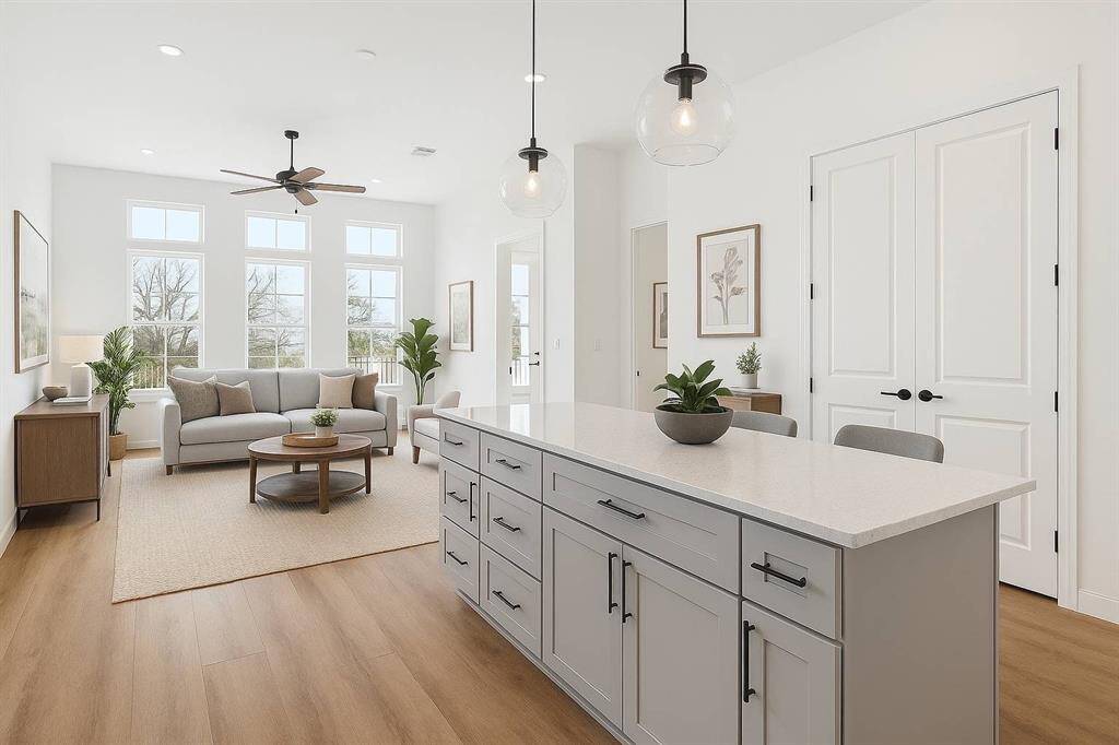 The 14 foot ceilings allow a very New York loft feel and allows you to creatively decorate your space.