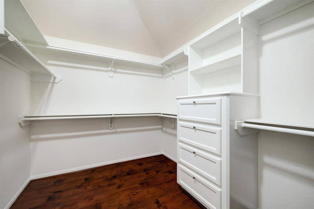Large upstairs walk-in (2nd)master bedroom closet with built in drawers