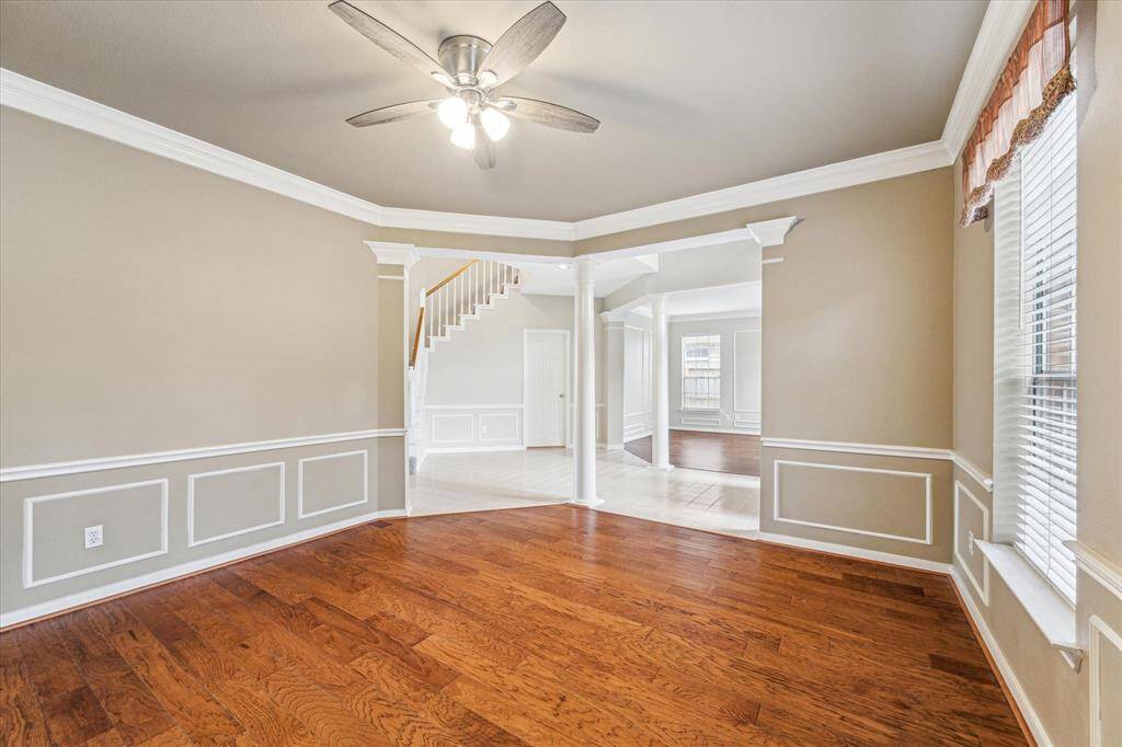 Another view of the formal dining room to the entryway.