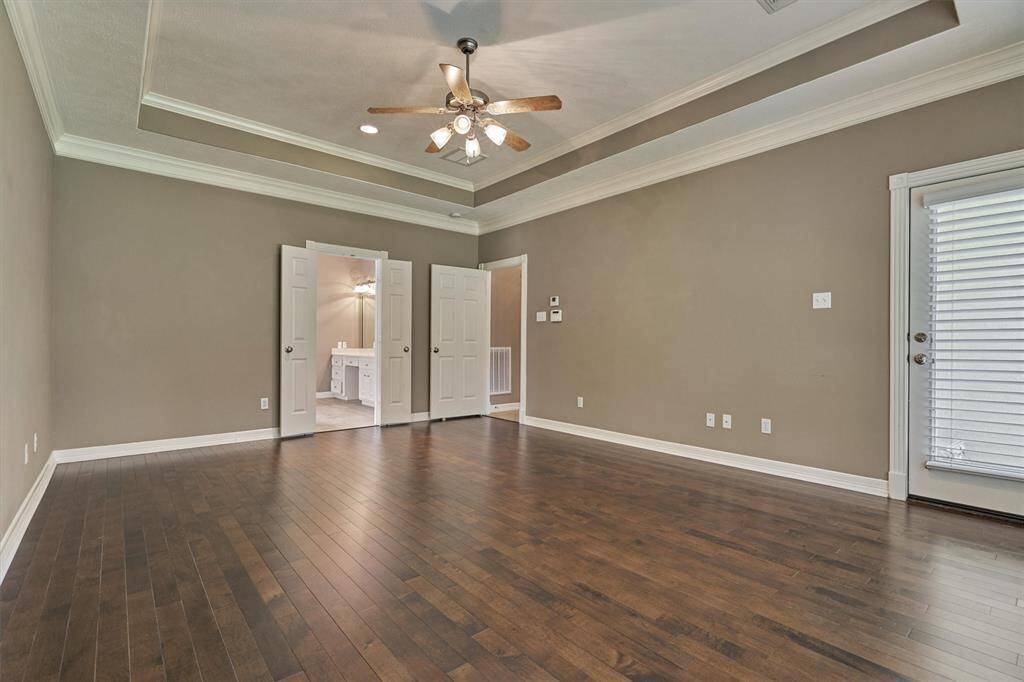 The owner's retreat also has access to the back patio.