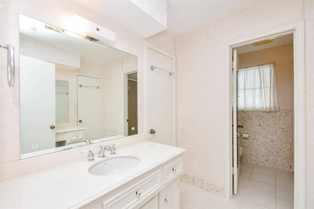 Another view of the vanity in the hall bath.