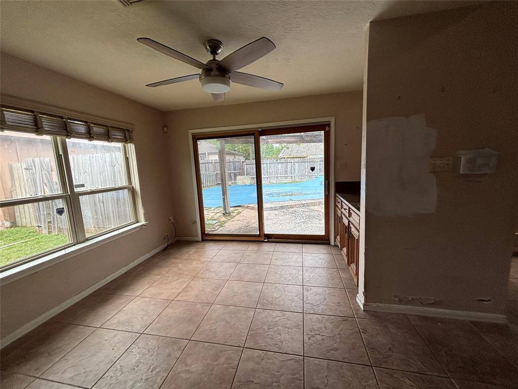 The breakfast room has a sliding glass door that opens to your pool and porch.