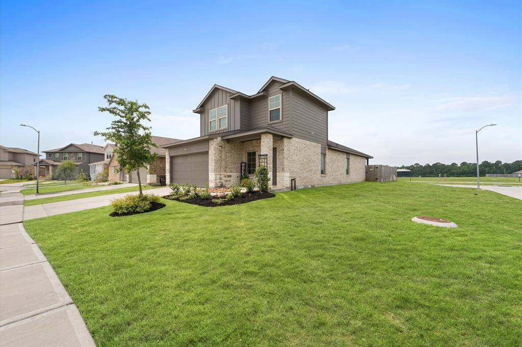The home sits on a large corner lot.
