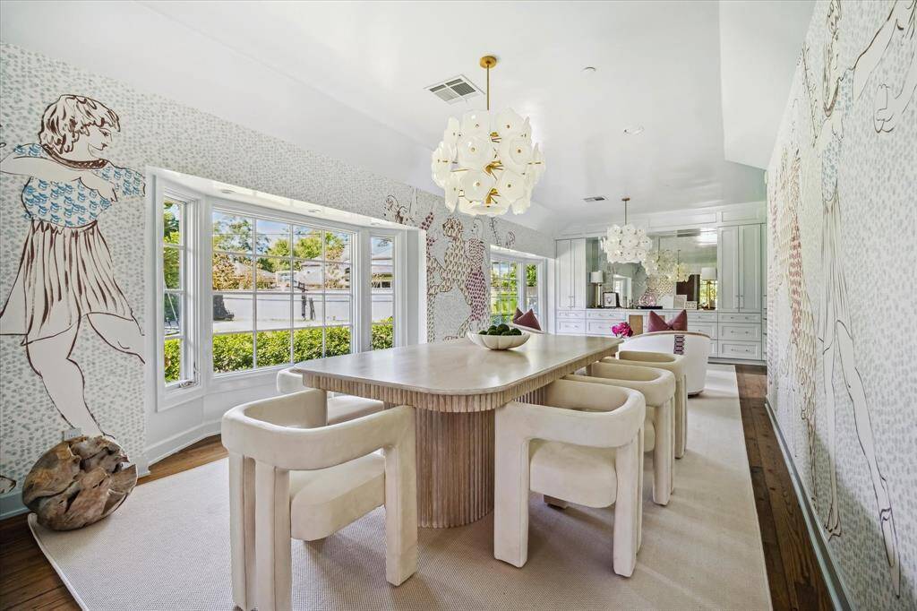 The dining room has ample space for a seating area along with numerous built-ins for storage.