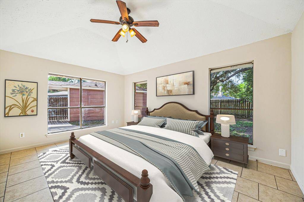 Virtually staged primary bedroom