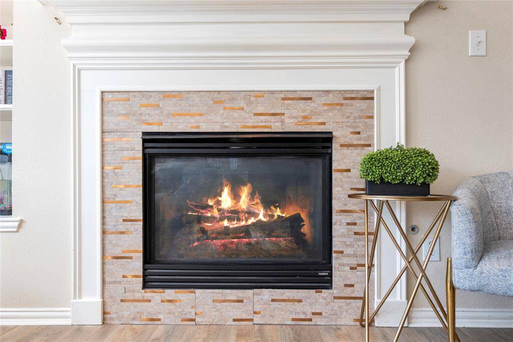 Gas log fireplace for those cozy nights at home.