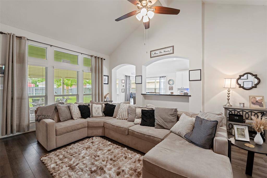 Love the Arch Way View into the Family Room with Breakfast Bar.