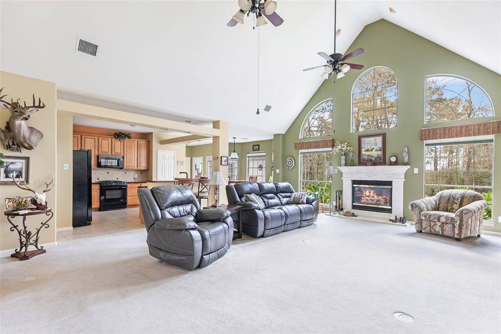 Living is spacious with gas fireplace...