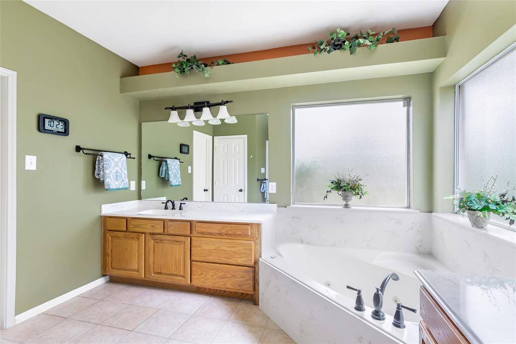 Primary Bath, Double Sinks, Tub & Sellers recently installed new shower area...
