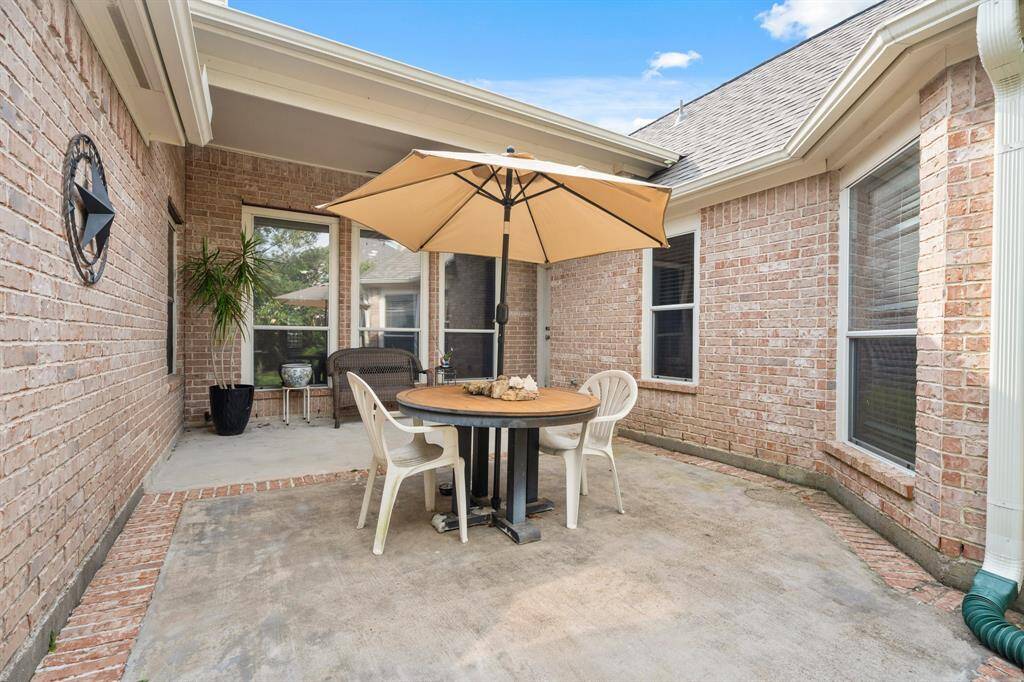Peaceful covered back patio.