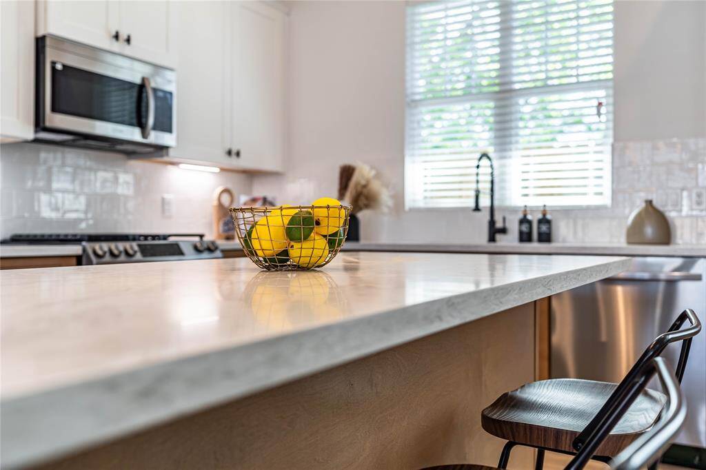 Quartz countertops throughout the kitchen