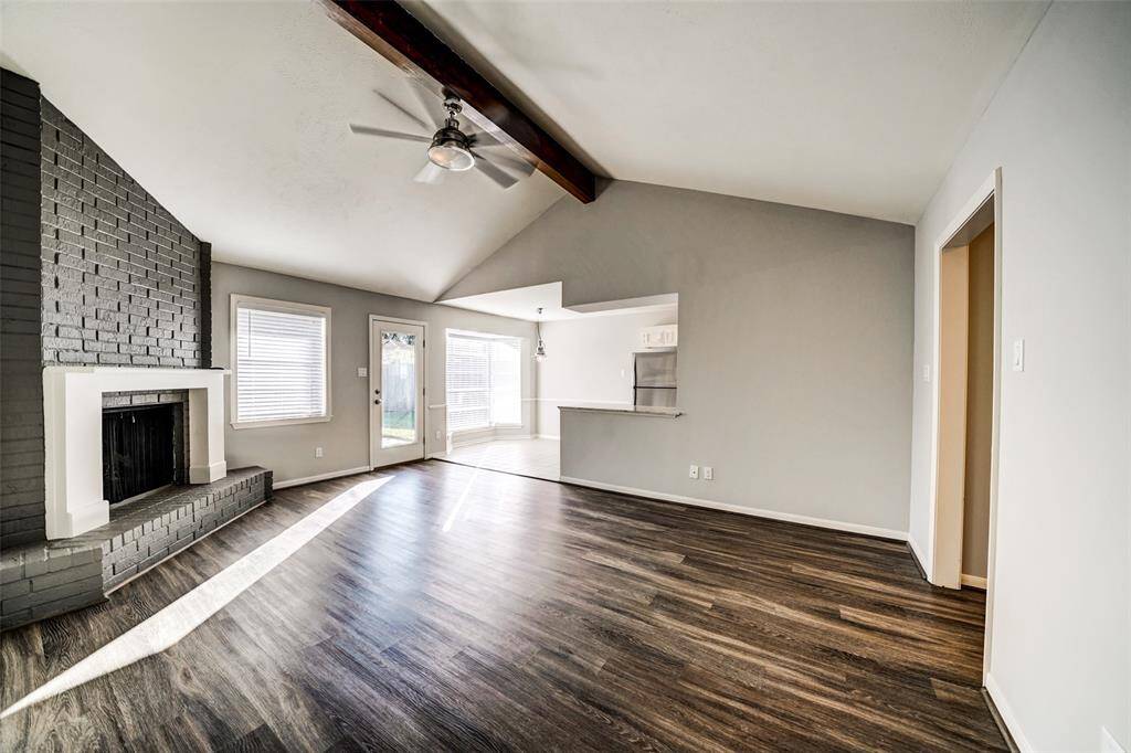 Great views of the spacious backyard can be seen from many vantage points from the living room.