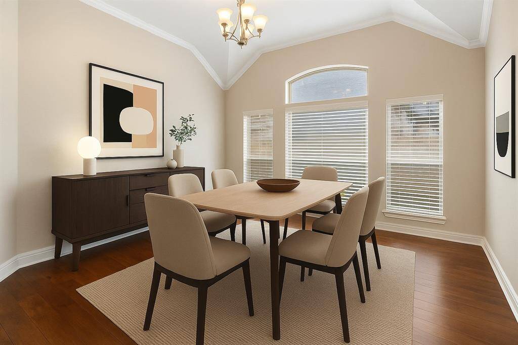 Virtually staged dining room.