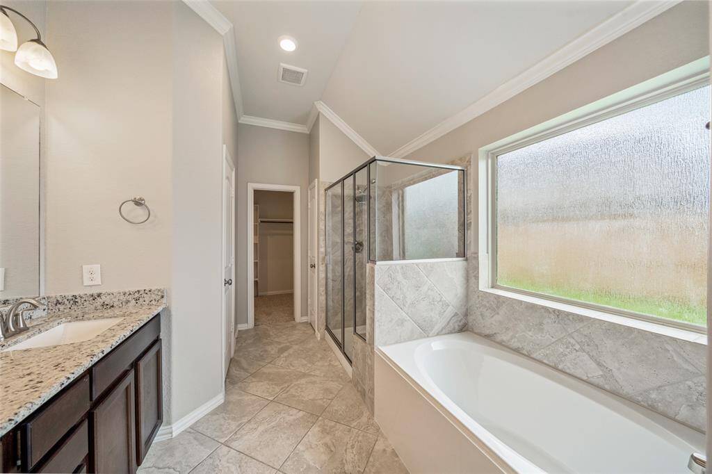 Another view of this beautiful bathroom with double sinks