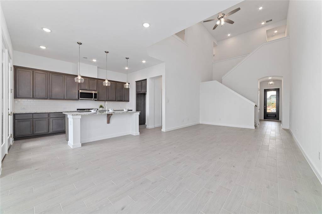 Wide view of the main floor showing the open concept floorplan.