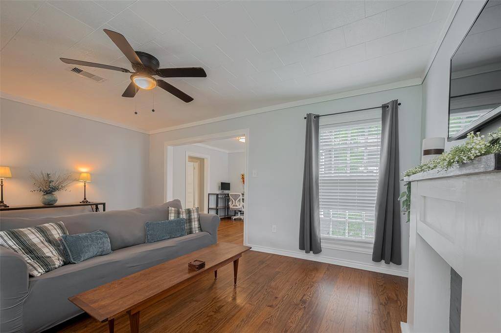 Tastefully appointed family room.