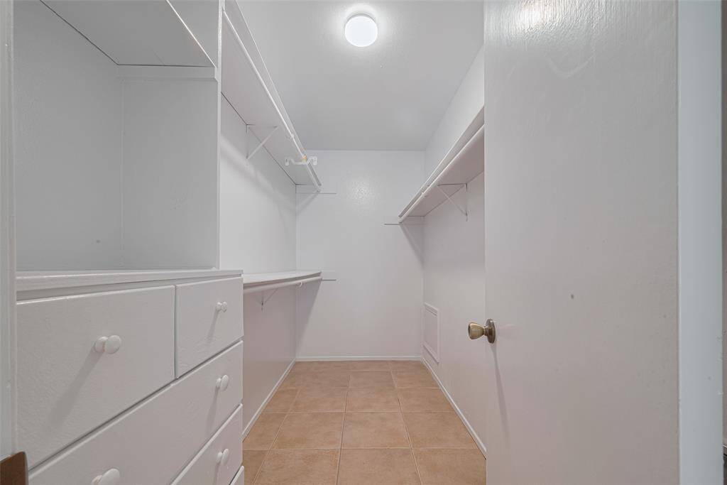 The spacious closet is a rare surprise!