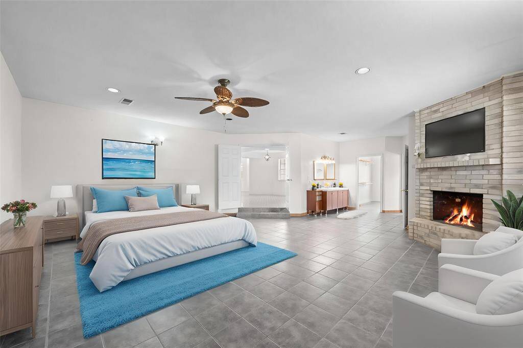 Virtual staged primary bedroom