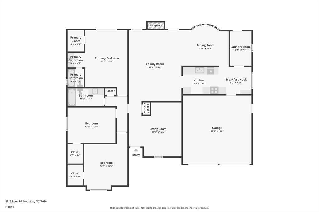 Floorplan shows the flexibility of this great layout.
