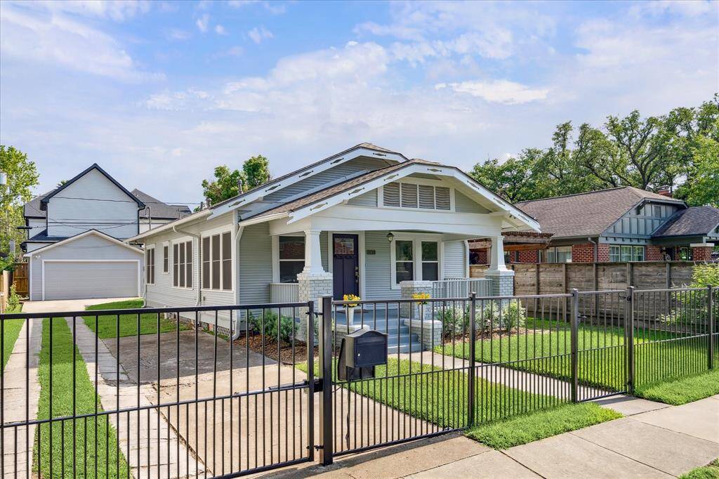 The entire yard is gated, including the front yard.
