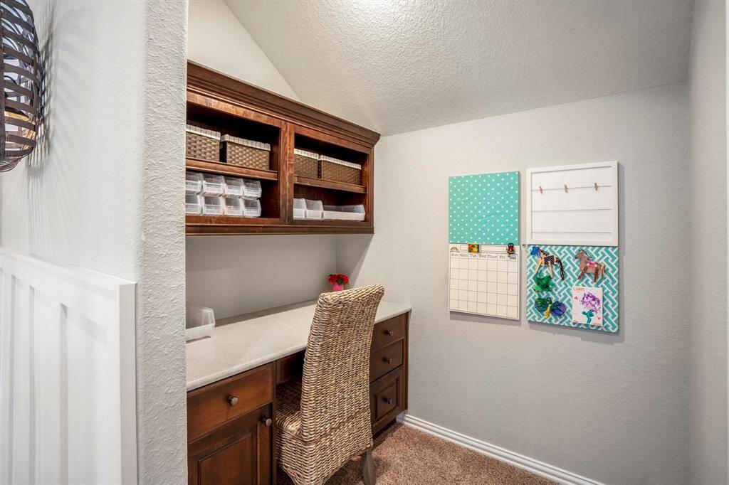 This upstairs desk nook is at the top of the stairs. Perfect for the kids or guests