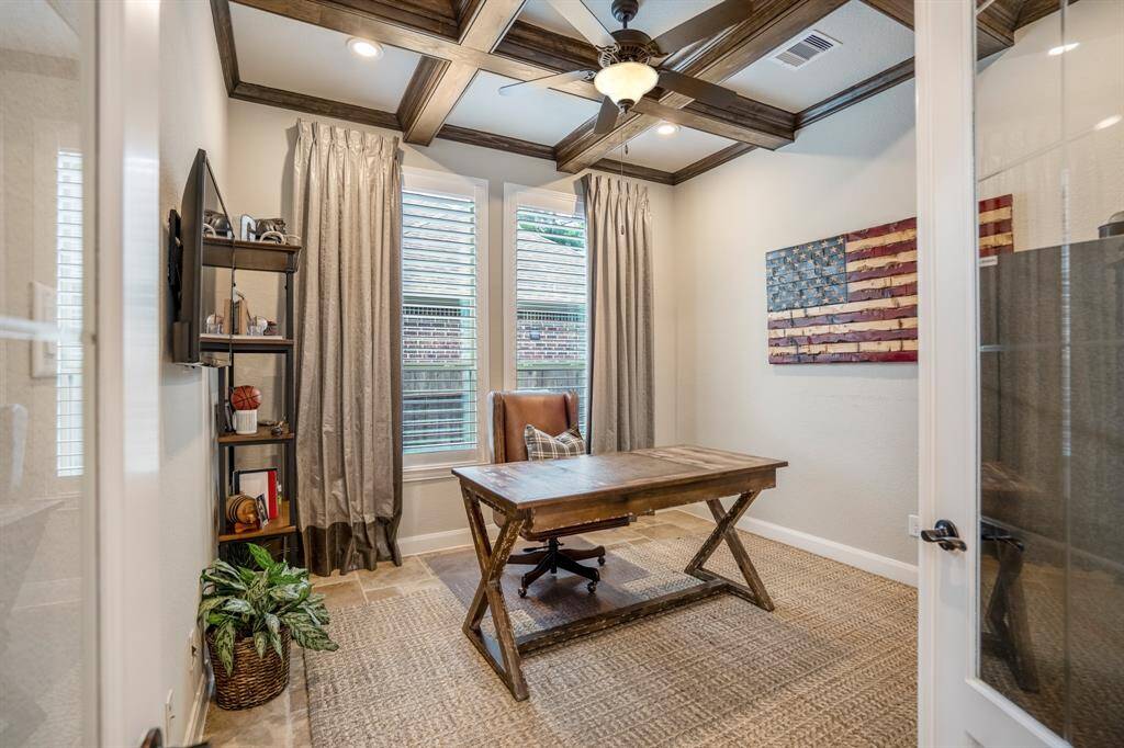 Home office/study with incredible ceiling details