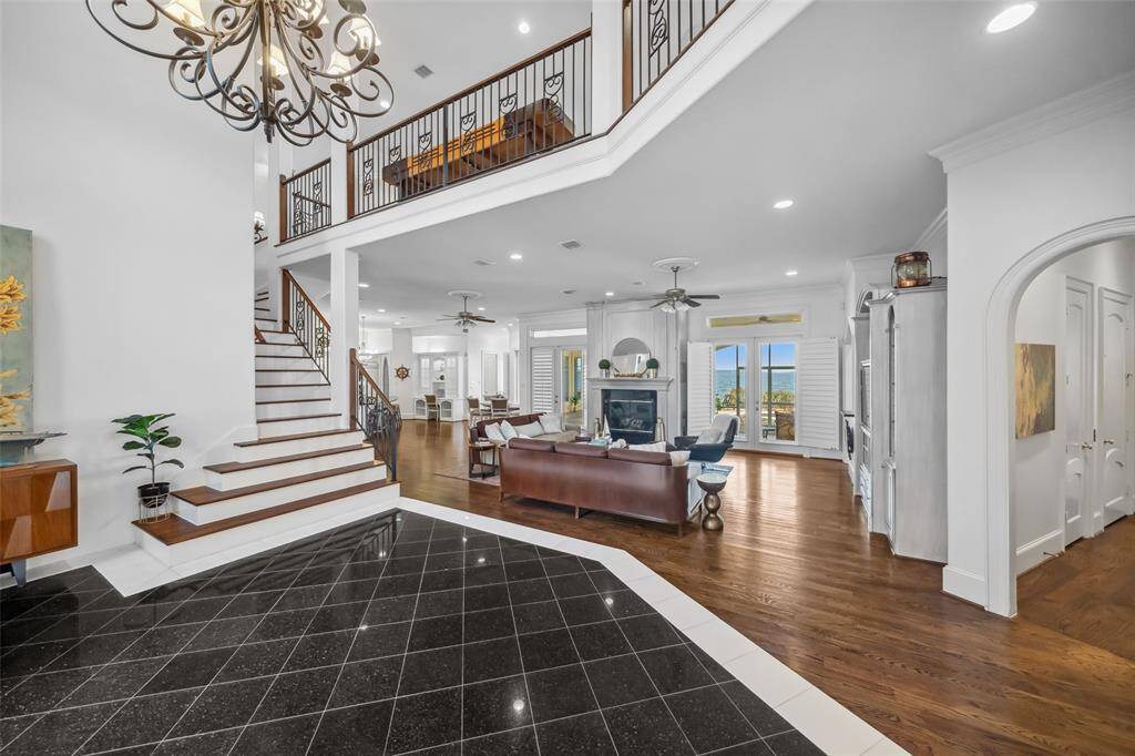 Staircase with view to the Gameroom above.