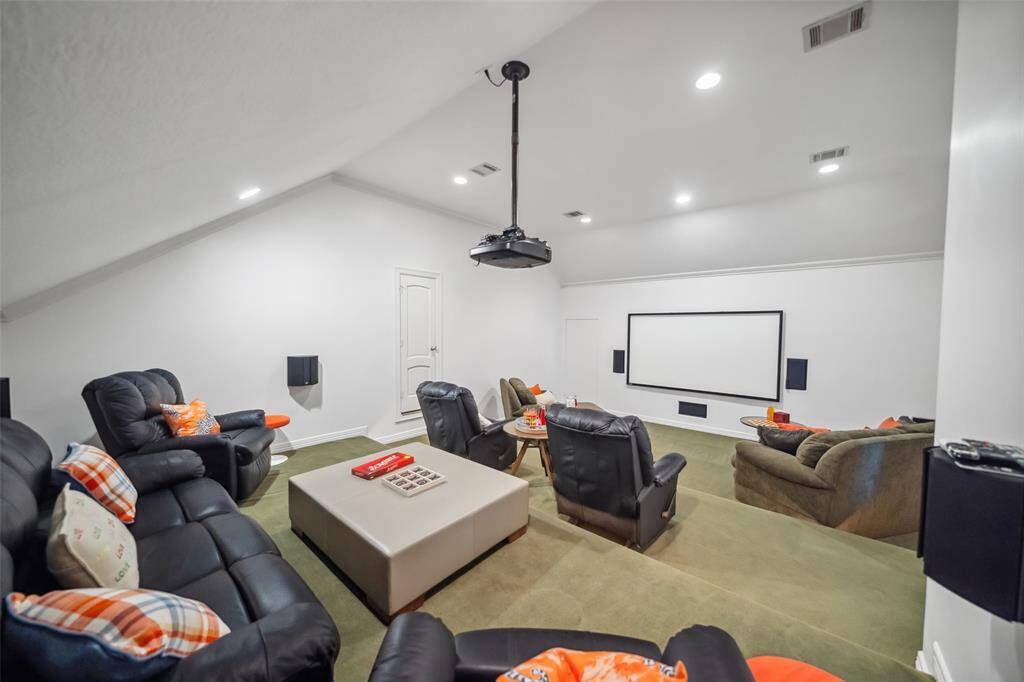 Home Theater  - How sweet it is to watch movies at home!  Comes fully furnished with seating, tables, screen, projector & electronics (games, decor items and ecorative pillows excluded).