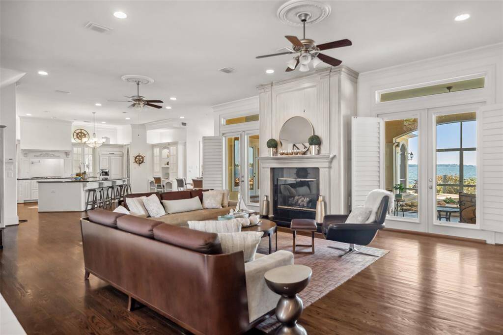 Living Room with striking outdoor views & fireplace.
