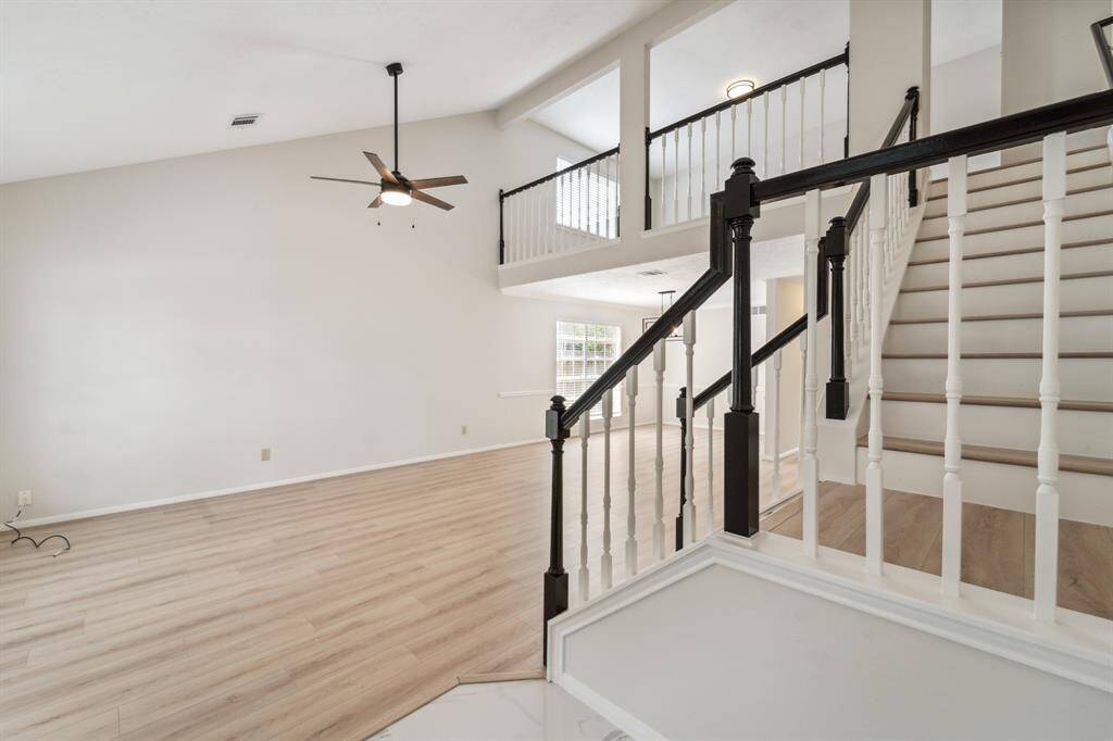High ceiling offers open air for new home owner.
